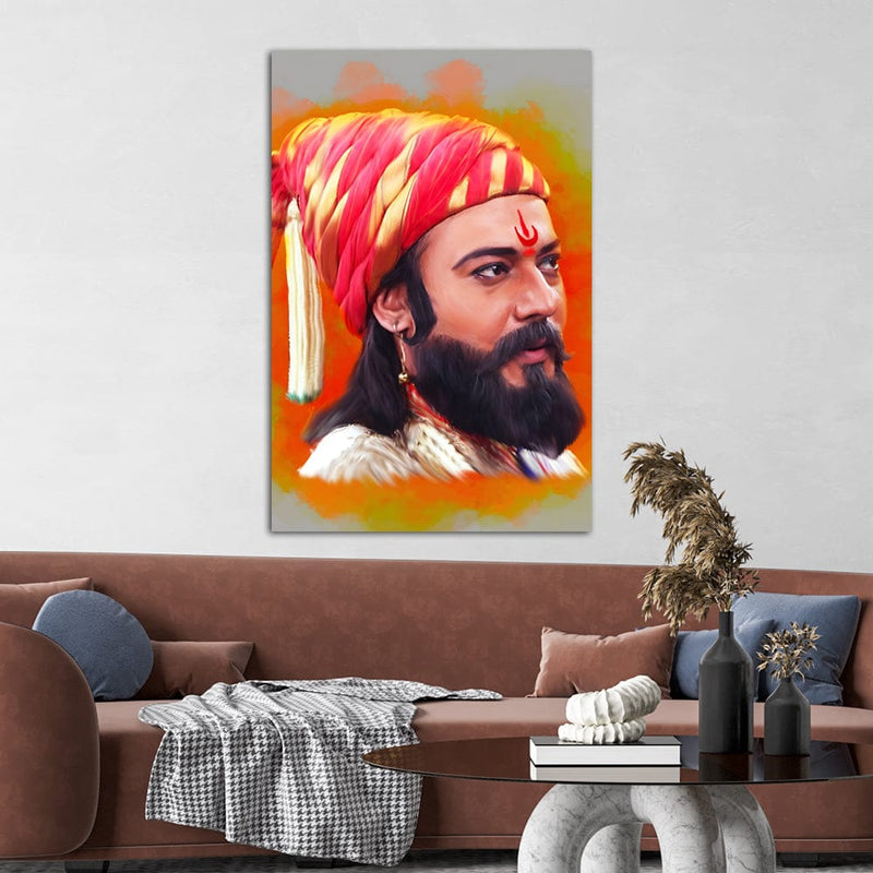 DecorGlance Rectangle painting Shivaji Maharaj Canvas Wall Painting