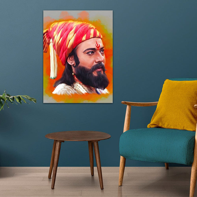 DecorGlance Rectangle painting Shivaji Maharaj Canvas Wall Painting