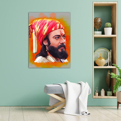 DecorGlance Rectangle painting Shivaji Maharaj Canvas Wall Painting