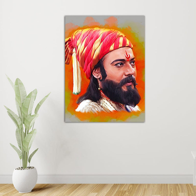 DecorGlance Rectangle painting Shivaji Maharaj Canvas Wall Painting