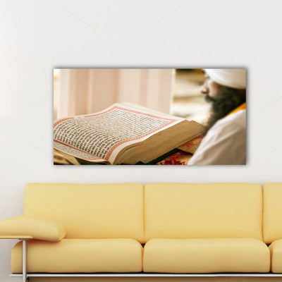 DecorGlance Rectangle painting Shri Sukhmani Sahib Sikh Canvas Wall Painting