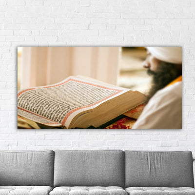 DecorGlance Rectangle painting Shri Sukhmani Sahib Sikh Canvas Wall Painting