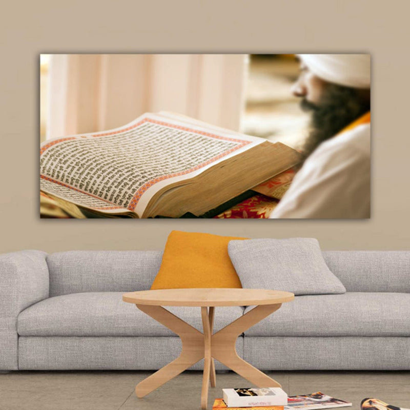 DecorGlance Rectangle painting Shri Sukhmani Sahib Sikh Canvas Wall Painting