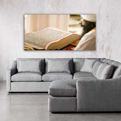 DecorGlance Rectangle painting Shri Sukhmani Sahib Sikh Canvas Wall Painting