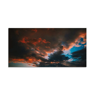 DecorGlance Red & Black clouds And Blue Sky Canvas Wall Painting