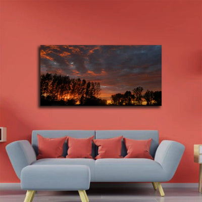 DecorGlance Red Cloudy Sky Canvas Wall Painting