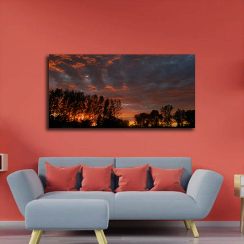 DecorGlance Red Cloudy Sky Canvas Wall Painting