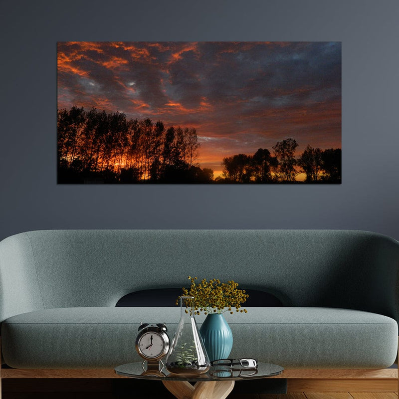 DecorGlance Red Cloudy Sky Canvas Wall Painting