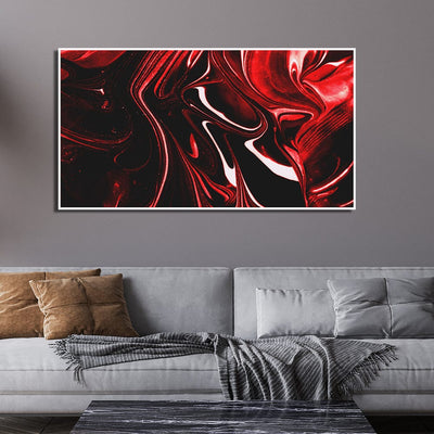 DecorGlance Red Fluid Effect Abstract Canvas Floating Frame Wall Painting