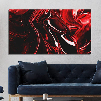 DecorGlance Red Fluid Effect Abstract Canvas Wall Painting