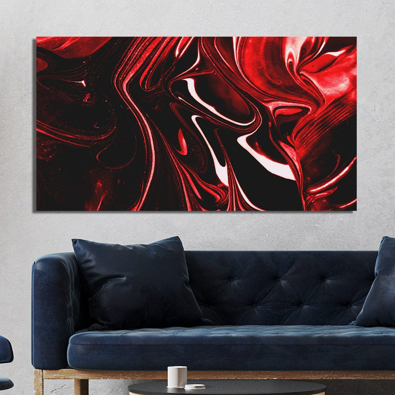 DecorGlance Red Fluid Effect Abstract Canvas Wall Painting
