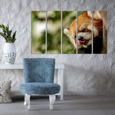 DecorGlance Red Panda Painting Canvas Wall Painting - With 5 Panel