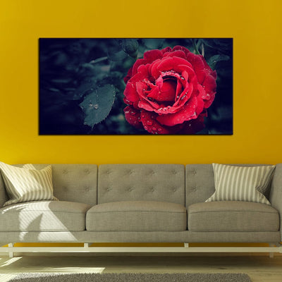DecorGlance Red Rose Canvas Floating Frame Wall Painting
