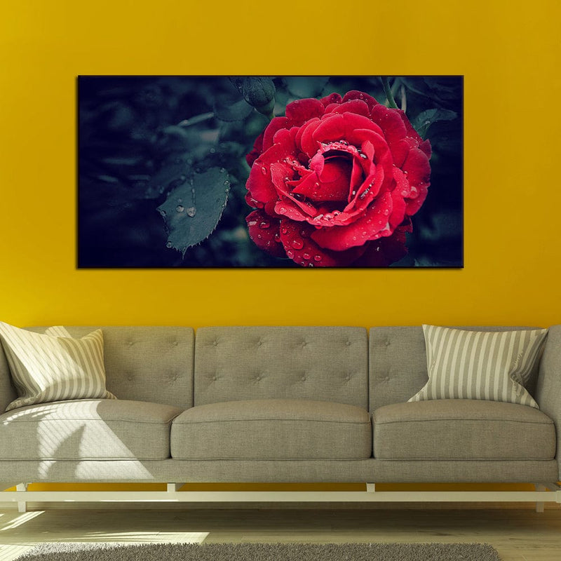 DecorGlance Red Rose Canvas Floating Frame Wall Painting