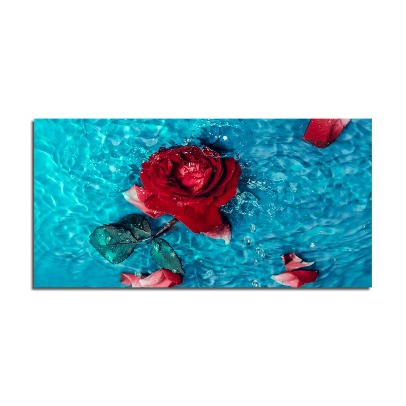 DecorGlance Red Rose In Water Canvas Wall Painting