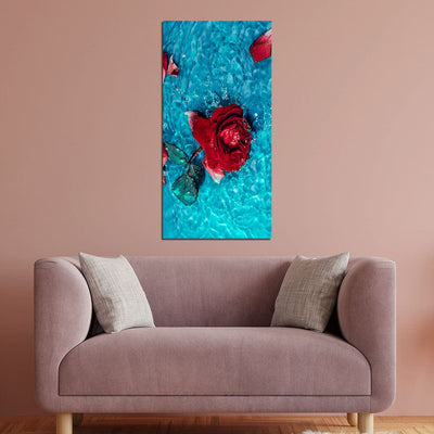 DecorGlance Red Rose In Water  Canvas Wall Painting