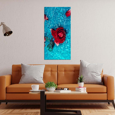 DecorGlance Red Rose In Water  Canvas Wall Painting