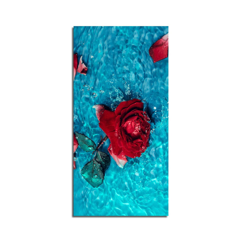 DecorGlance Red Rose In Water  Canvas Wall Painting
