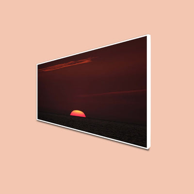 DecorGlance CANVAS PRINT WHITE FLOATING FRAME / (48x24) Inch / (121x60) Cm Red Sky Sunset View Canvas Floating Frame Wall Painting