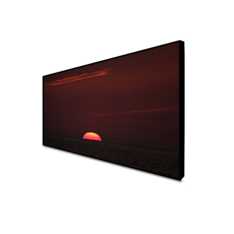 DecorGlance CANVAS PRINT BLACK FLOATING FRAME / (48x24) Inch / (121x60) Cm Red Sky Sunset View Canvas Floating Frame Wall Painting