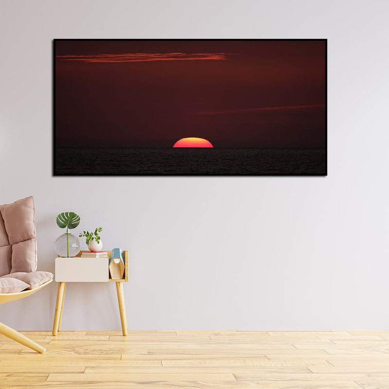 DecorGlance Red Sky Sunset View Canvas Floating Frame Wall Painting