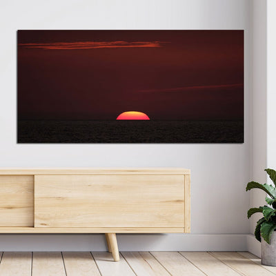 DecorGlance Red Sky Sunset View Canvas Wall Painting