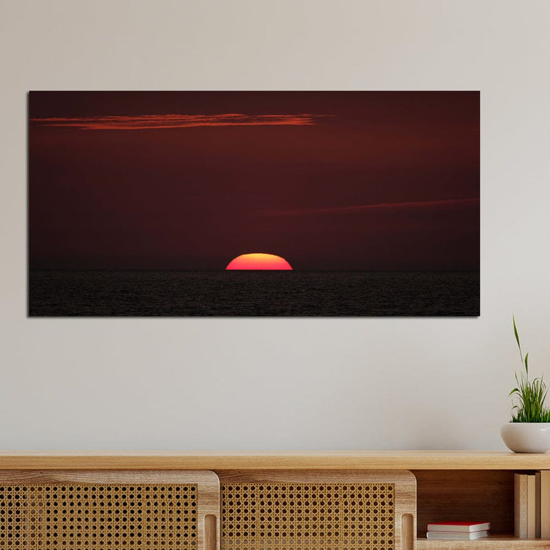 DecorGlance Red Sky Sunset View Canvas Wall Painting