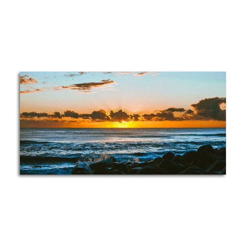 DecorGlance Red sky with sea scenery canvas wall painting