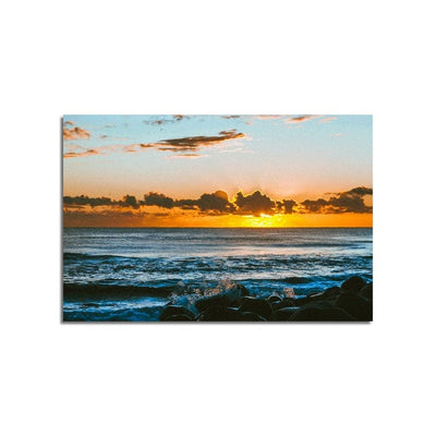 DecorGlance Red sky with sea scenery Canvas wall Painting