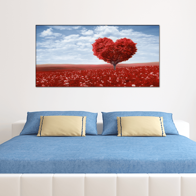 DECORGLANCE Red Tree In The Shape Of Heart Canvas Wall Painting