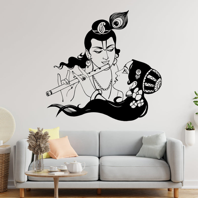 DecorGlance Religious sticker Radha Krishna High Quality Wall Sticker