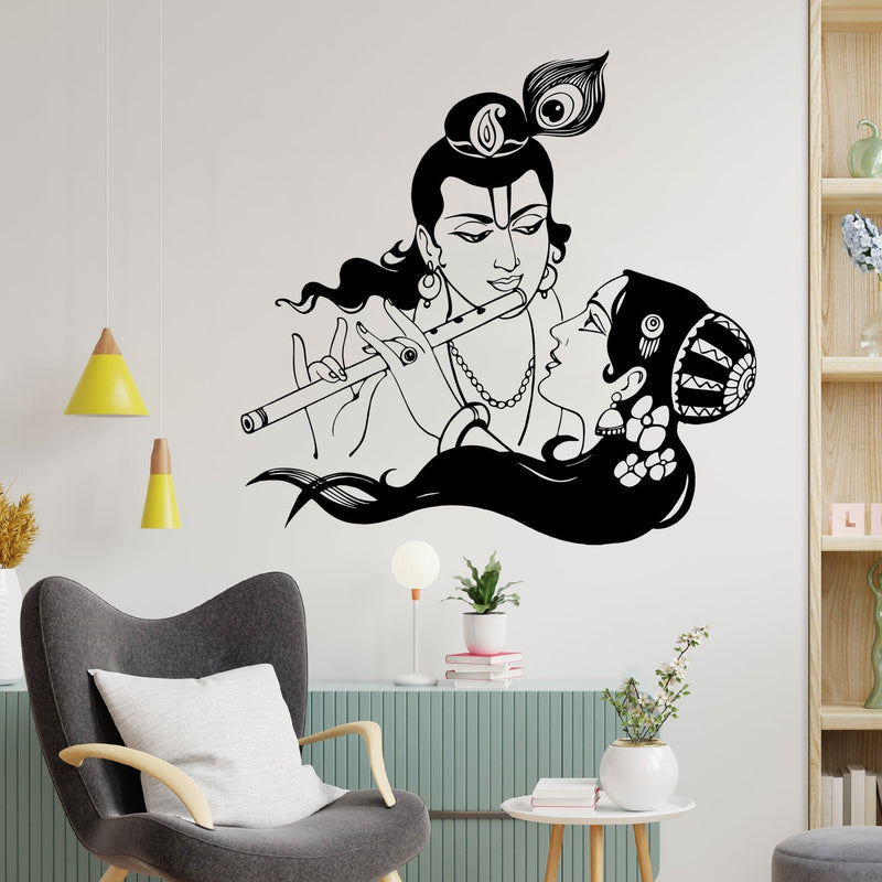 DecorGlance Religious sticker Radha Krishna High Quality Wall Sticker
