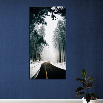 DecorGlance Road View in Winter Canvas Wall Painting