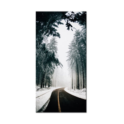 DecorGlance Road View in Winter Canvas Wall Painting