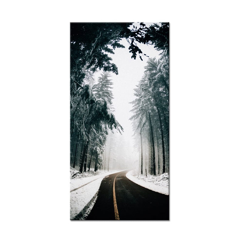 DecorGlance Road View in Winter Canvas Wall Painting