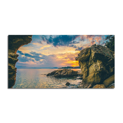 DecorGlance Rocks Beside The Sea  And Blue Sky Canvas Wall Painting