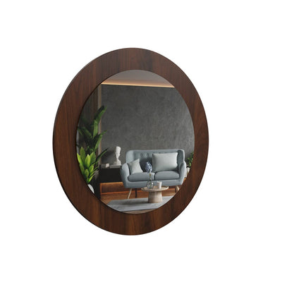 DecorGlance (20 x 20) inches Round Wooden Wallnut Wall Mirror