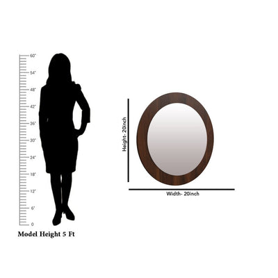 DecorGlance (20 x 20) inches Round Wooden Wallnut Wall Mirror