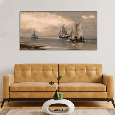 DECORGLANCE Row Boat Canvas Wall Painting