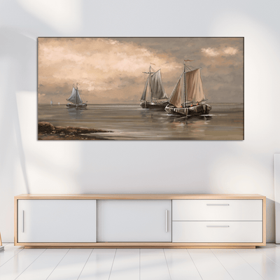 DECORGLANCE Row Boat Canvas Wall Painting