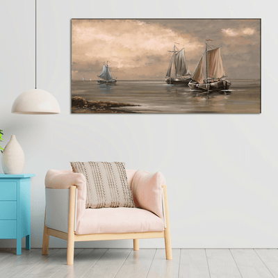 DECORGLANCE Row Boat Canvas Wall Painting