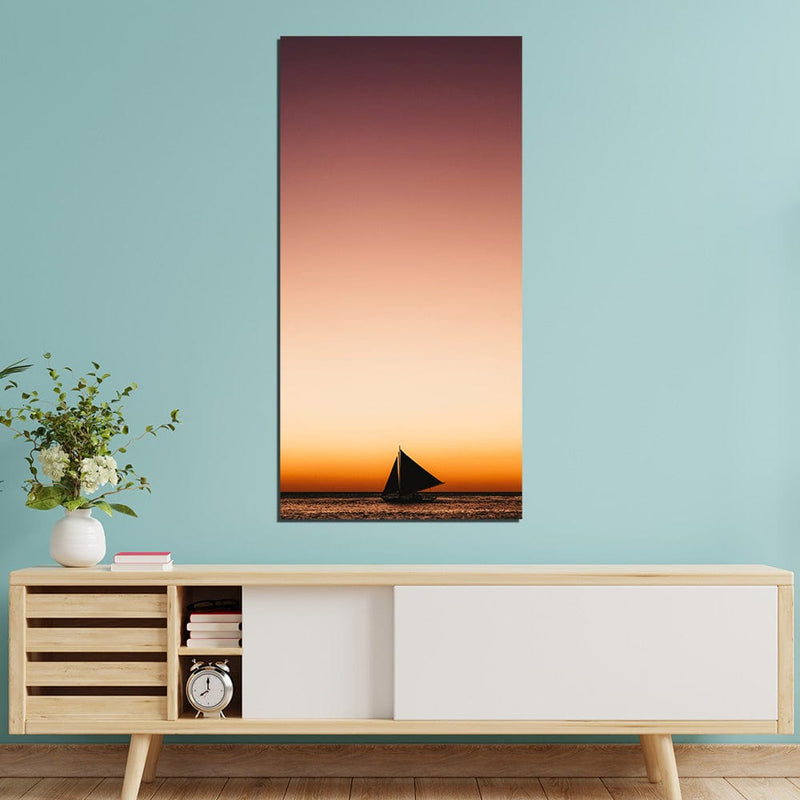 DecorGlance Rowboat During Sunset Canvas Wall Painting