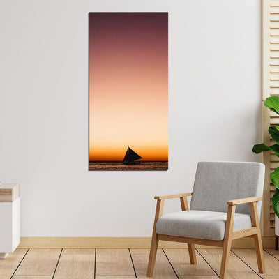 DecorGlance Rowboat During Sunset Canvas Wall Painting