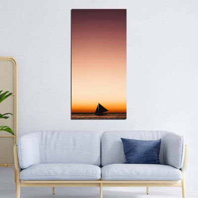 DecorGlance Rowboat During Sunset Canvas Wall Painting
