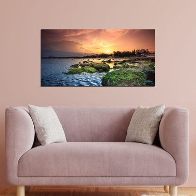 DecorGlance Sea Sunset  Print On Canvas Wall Painting