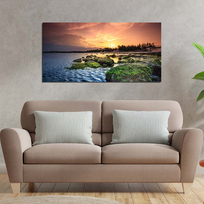 DecorGlance Sea Sunset  Print On Canvas Wall Painting