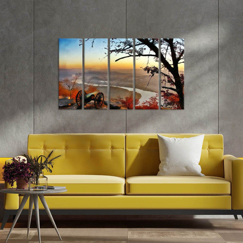 DecorGlance Sea View Abstract Canvas Wall Painting - With 5 Panel