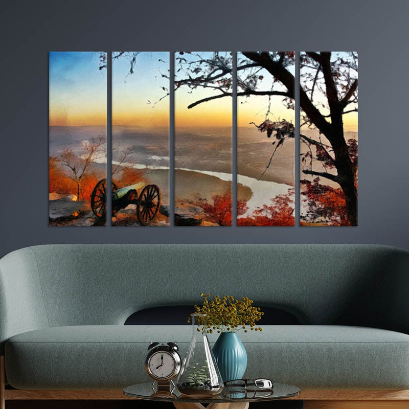 DecorGlance Sea View Abstract Canvas Wall Painting - With 5 Panel