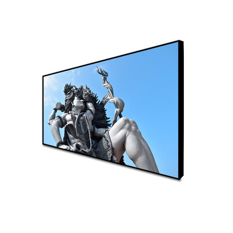 DecorGlance CANVAS PRINT BLACK FLOATING FRAME / (48x24) Inch / (121x60) Cm Shiv Vikat Rup Canvas Floating Frame Wall Painting