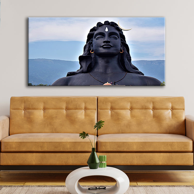 Lord Shiva With Moon On The Head Canvas Wall Painting
